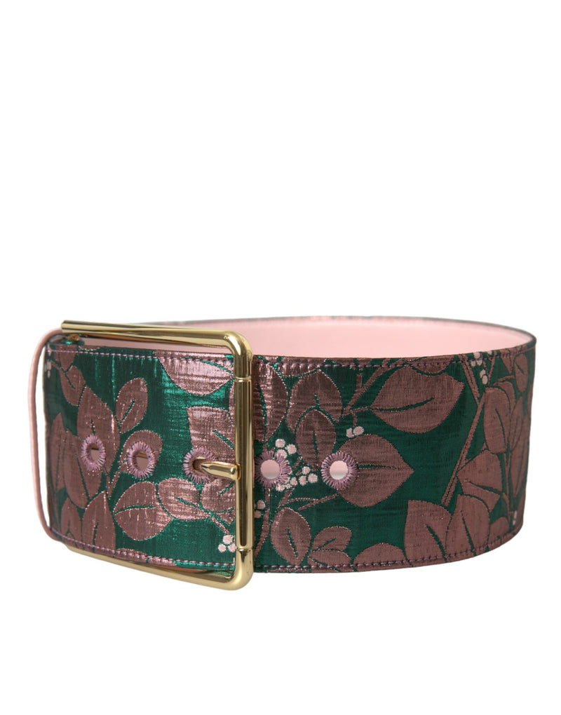 Cinturón de jacquard floral multicolor con lurex y hebilla dorada de Dolce & Gabbana
