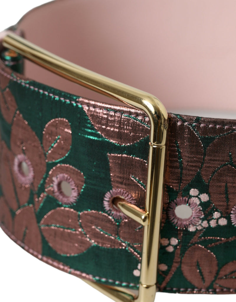 Cinturón de jacquard floral multicolor con lurex y hebilla dorada de Dolce & Gabbana