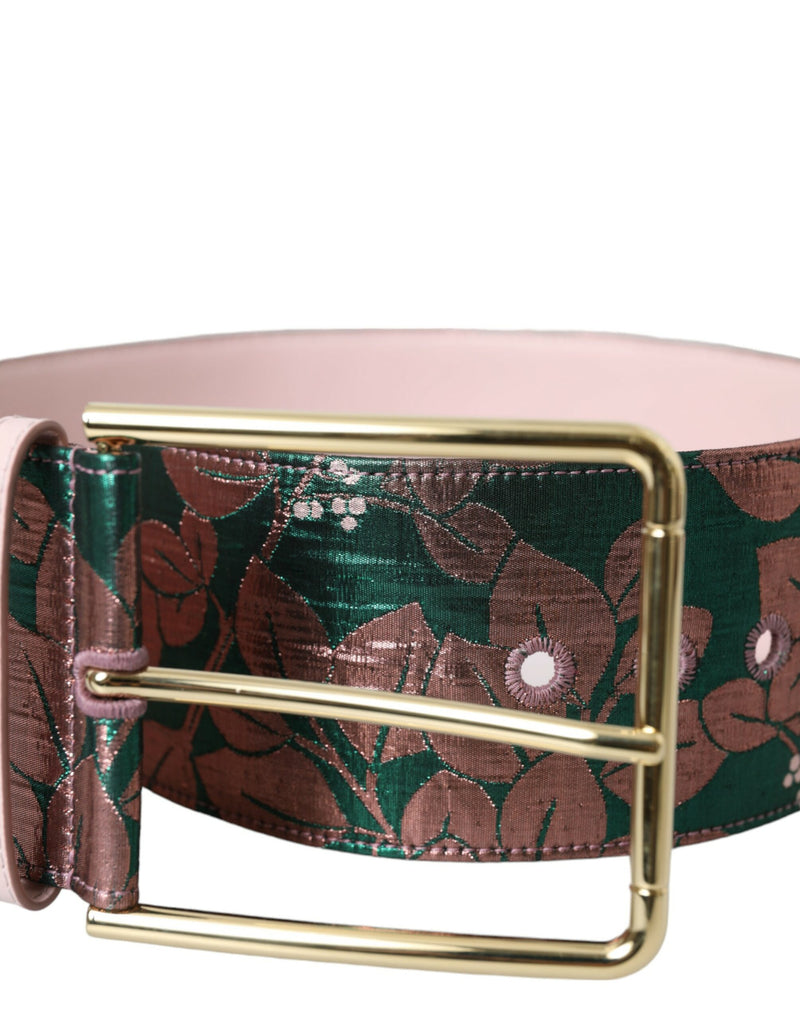 Cinturón de jacquard floral multicolor con lurex y hebilla dorada de Dolce & Gabbana