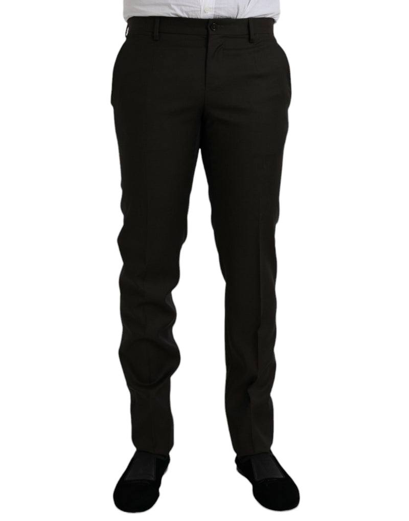 Pantalon habillé slim en laine marron foncé Dolce & Gabbana
