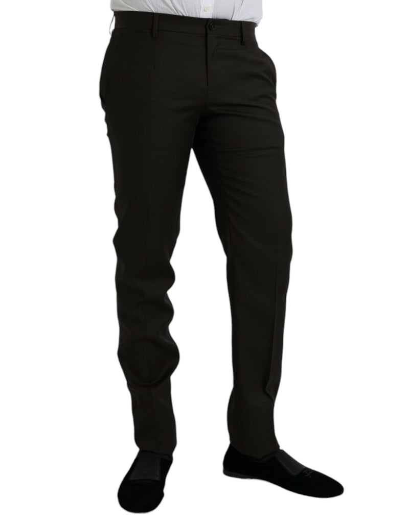 Pantalon habillé slim en laine marron foncé Dolce & Gabbana