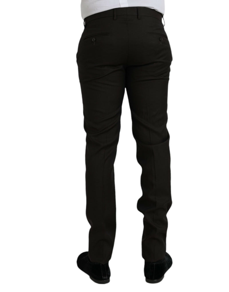 Pantalon habillé slim en laine marron foncé Dolce & Gabbana