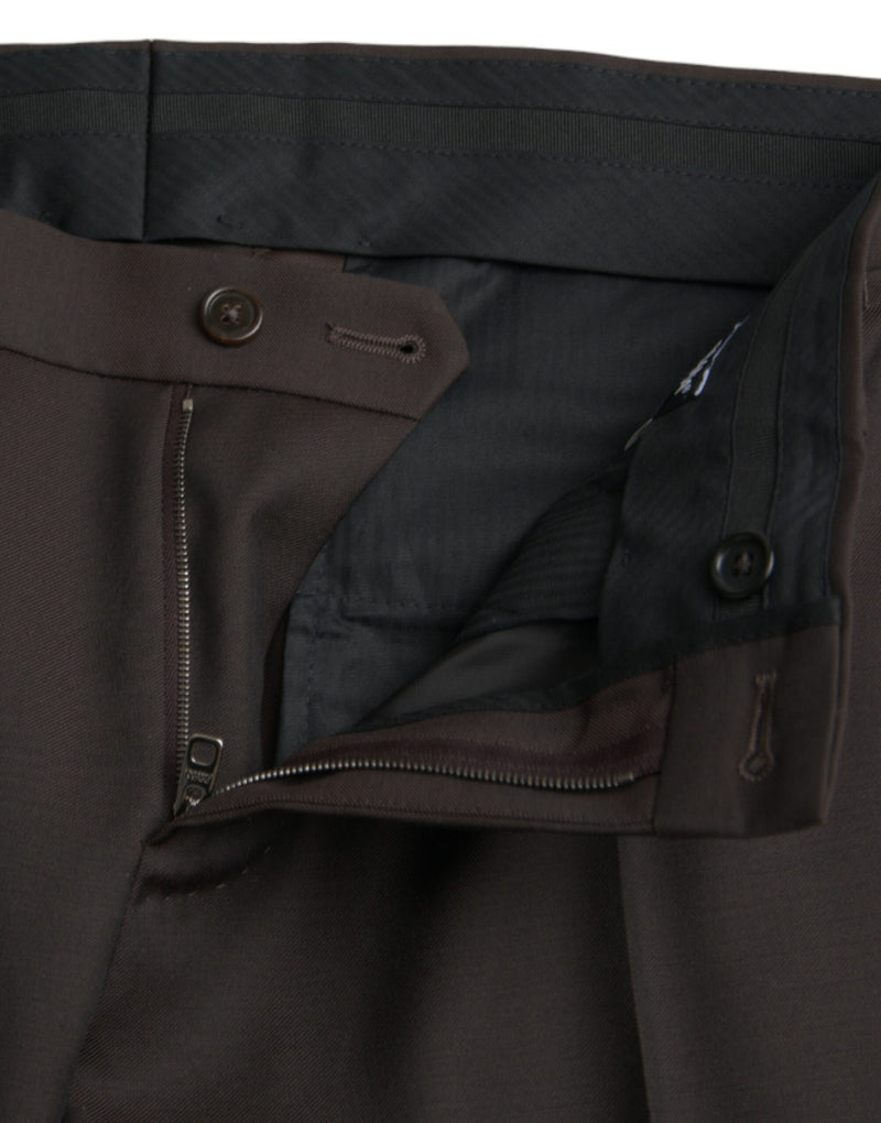 Pantalon habillé slim en laine marron foncé Dolce & Gabbana
