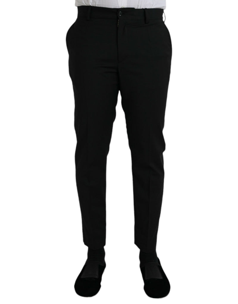 Pantaloni eleganti da cerimonia Dolce & Gabbana in lana nera, dal taglio slim 