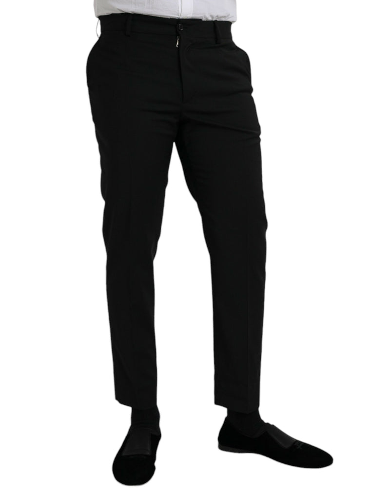 Pantaloni eleganti da cerimonia Dolce & Gabbana in lana nera, dal taglio slim 