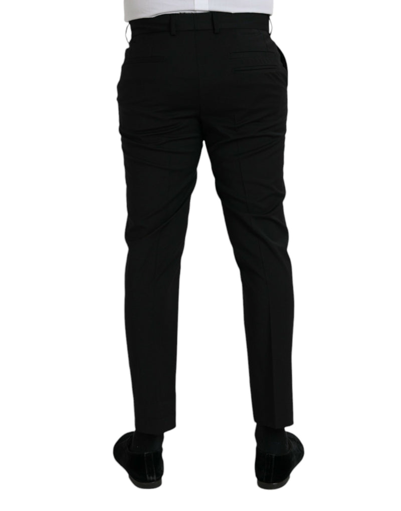 Pantaloni eleganti da cerimonia Dolce & Gabbana in lana nera, dal taglio slim 