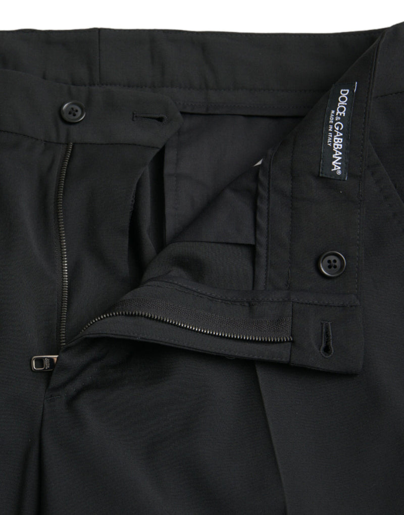 Pantaloni eleganti da cerimonia Dolce & Gabbana in lana nera, dal taglio slim 