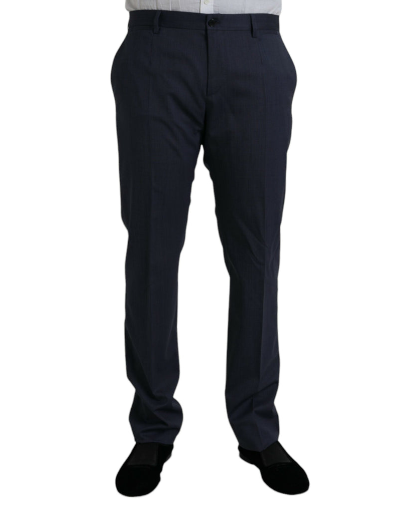 Pantalones formales azul de lana de corte ajustado de Dolce & Gabbana