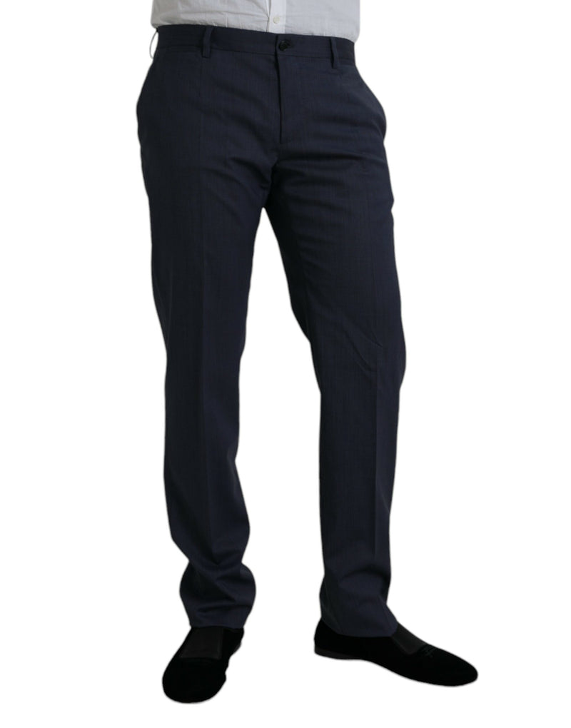 Pantalones formales azul de lana de corte ajustado de Dolce & Gabbana