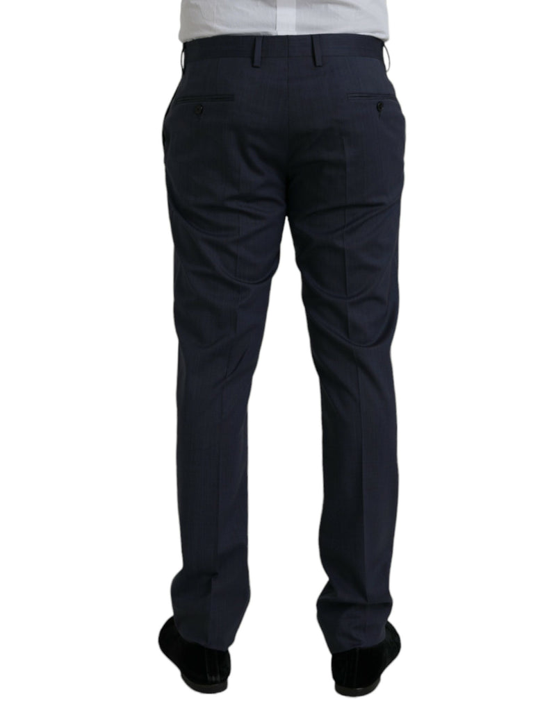Pantalones formales azul de lana de corte ajustado de Dolce & Gabbana