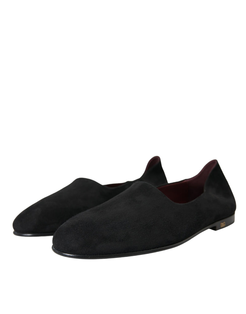 Mocassins de camurça preta sociais sem cadarço Dolce & Gabbana