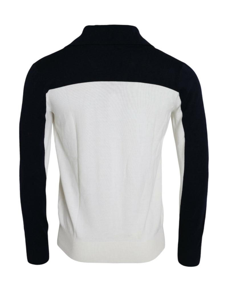 Suéter de punto de cuello henley SICILIA blanco y negro de Dolce & Gabbana