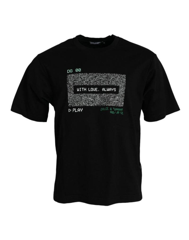 Camiseta negra de cuello redondo «With Love Always» de Dolce & Gabbana
