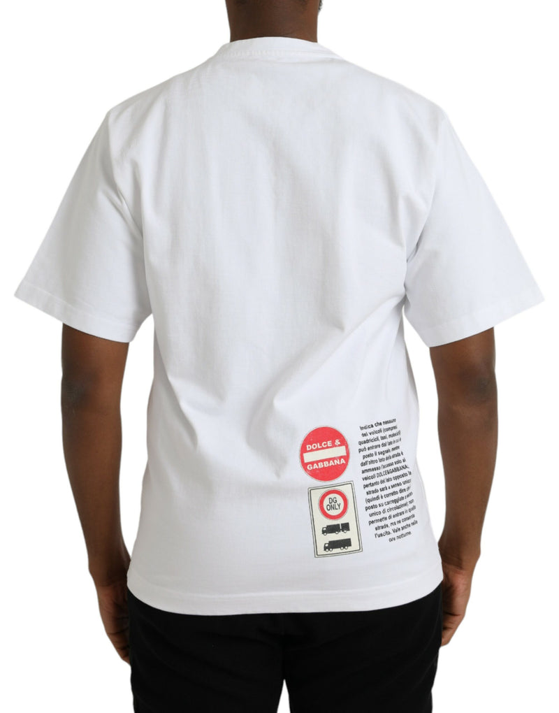Camiseta branca de algodão com coração Amor, gola careca e mangas curtas Dolce & Gabbana