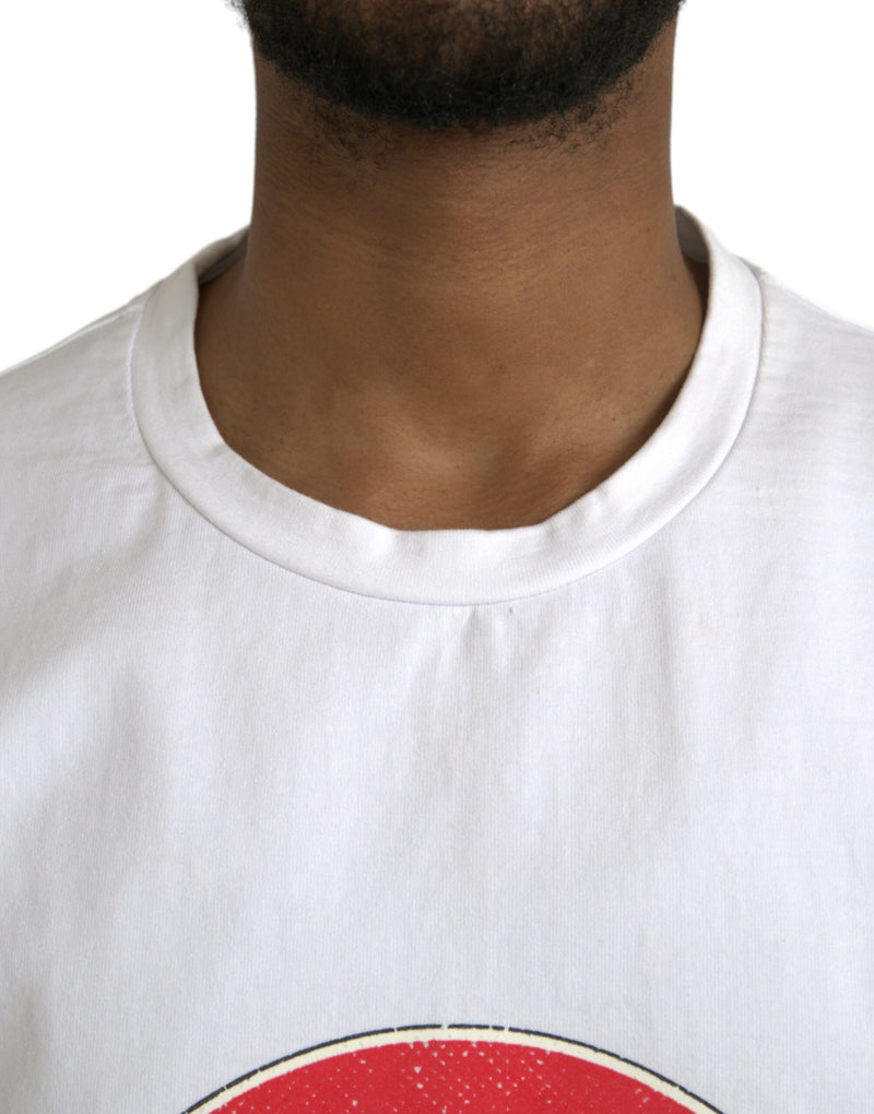 Camiseta branca de algodão com coração Amor, gola careca e mangas curtas Dolce & Gabbana