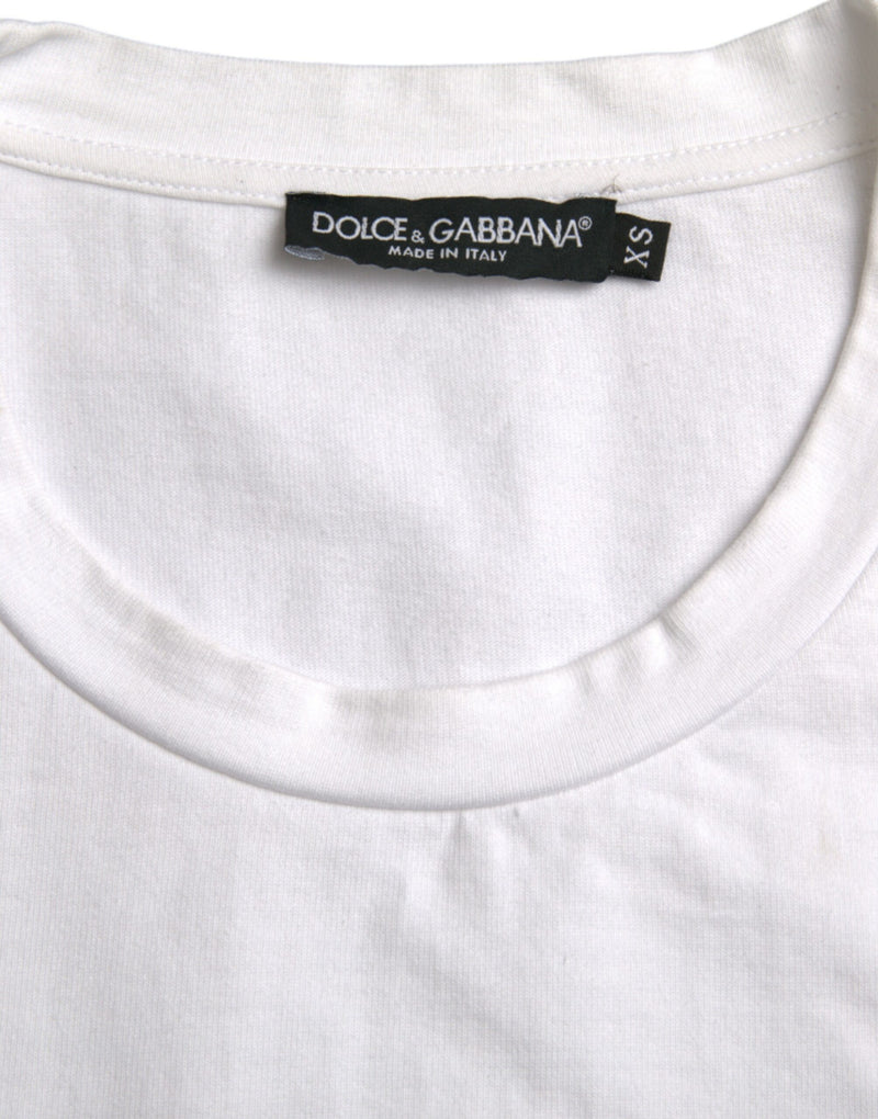 Camiseta branca de algodão com coração Amor, gola careca e mangas curtas Dolce & Gabbana