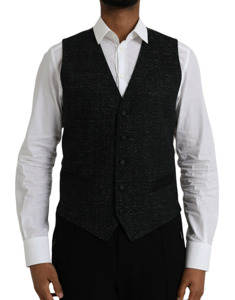 Chaleco formal de vestir de seda marrón y negro de Dolce & Gabbana