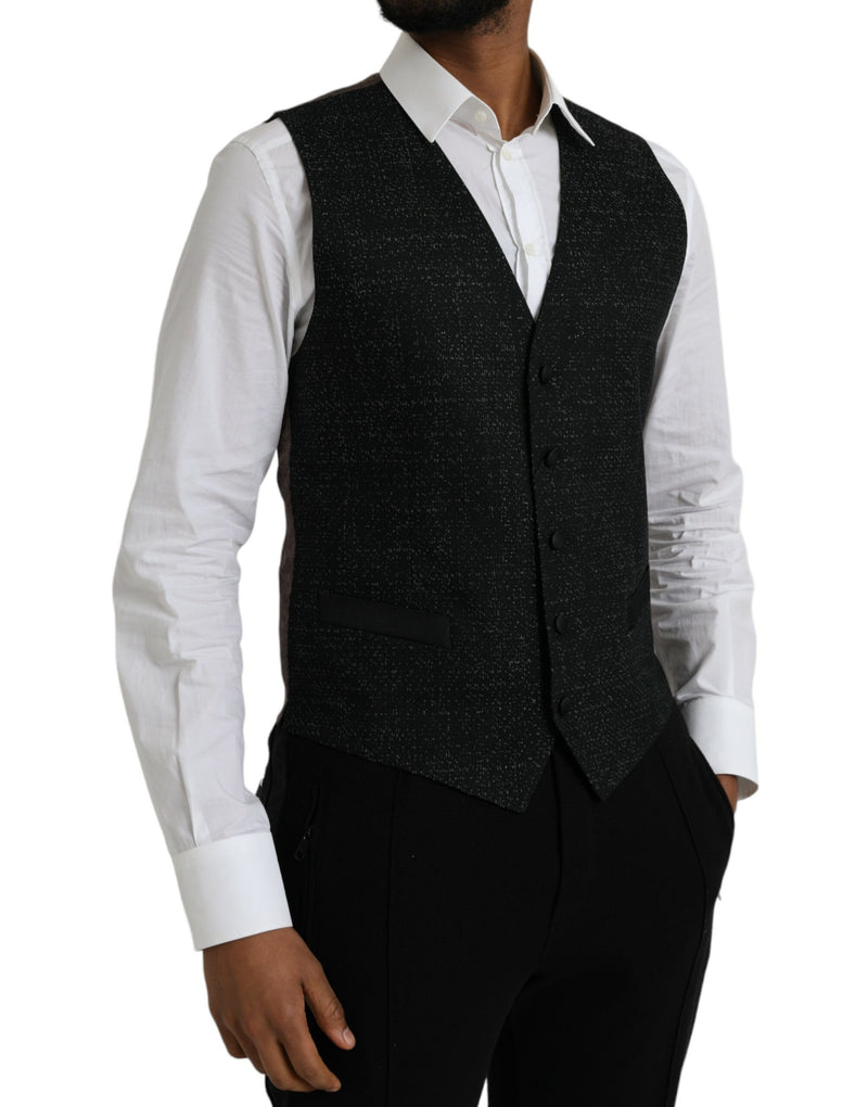 Chaleco formal de vestir de seda marrón y negro de Dolce & Gabbana