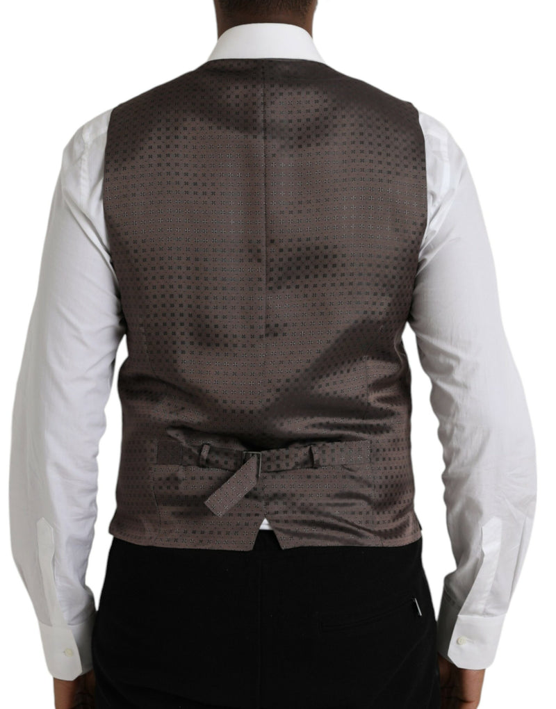 Chaleco formal de vestir de seda marrón y negro de Dolce & Gabbana