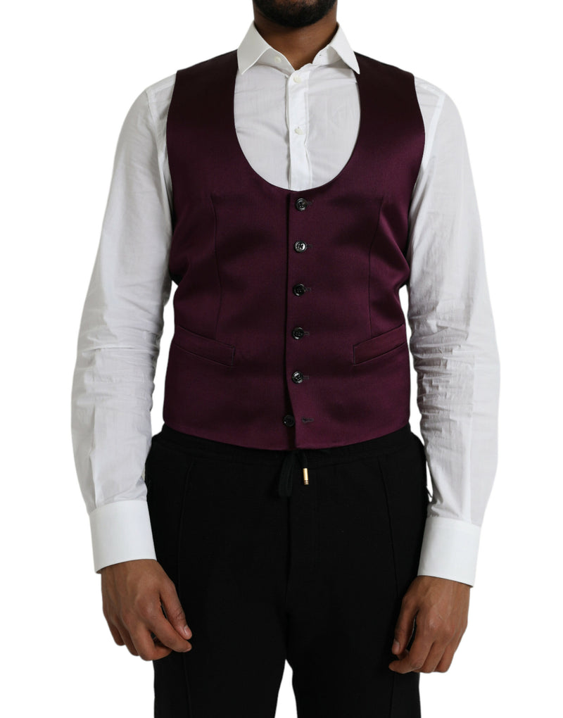Gilet elegante in seta satinata color bordeaux Dolce & Gabbana