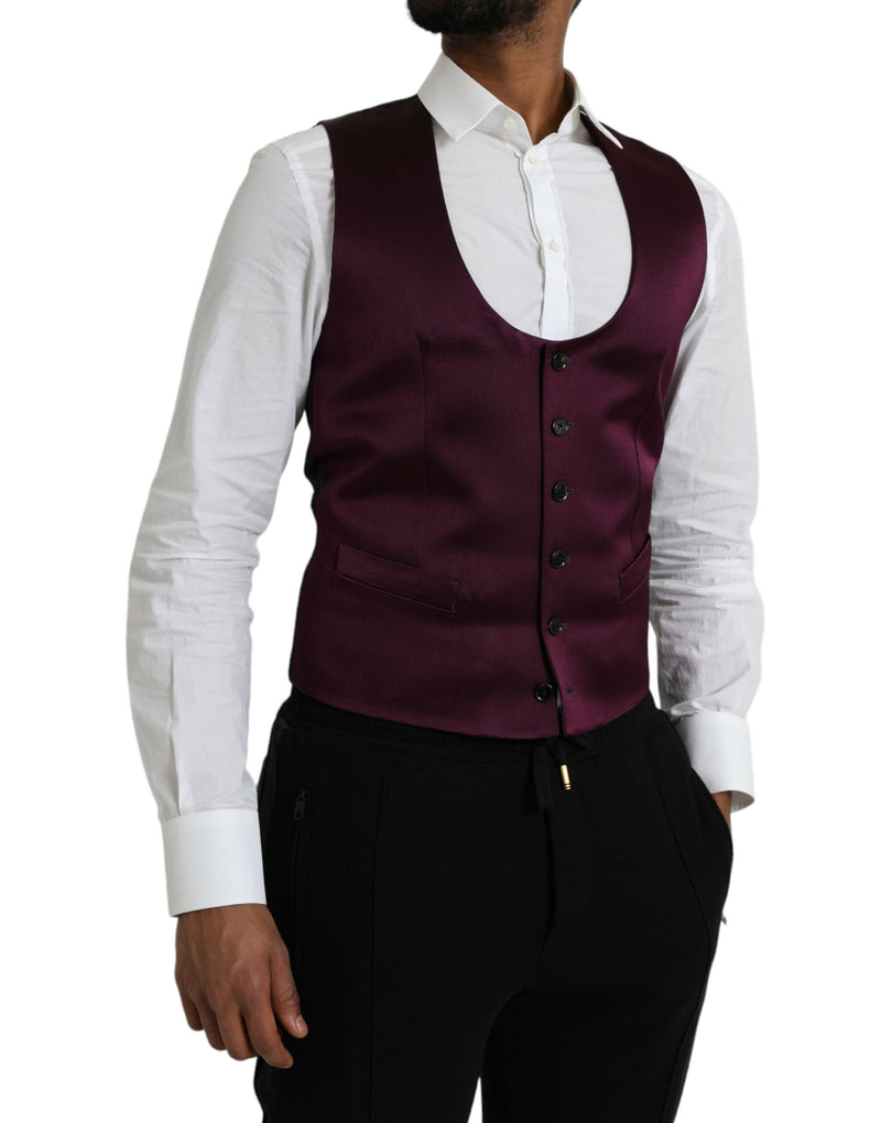 Gilet elegante in seta satinata color bordeaux Dolce & Gabbana