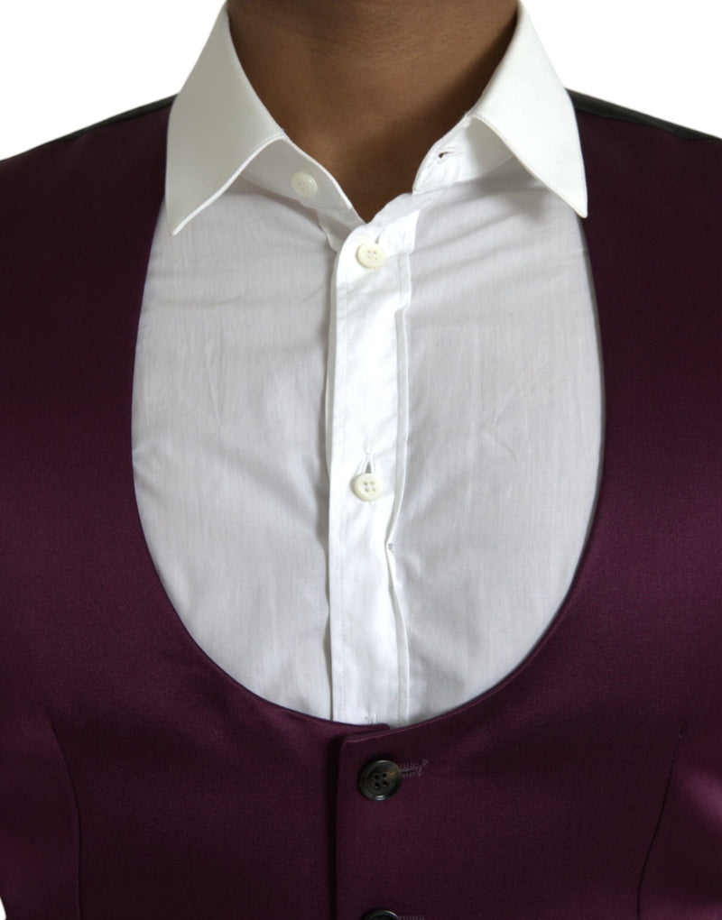 Gilet elegante in seta satinata color bordeaux Dolce & Gabbana