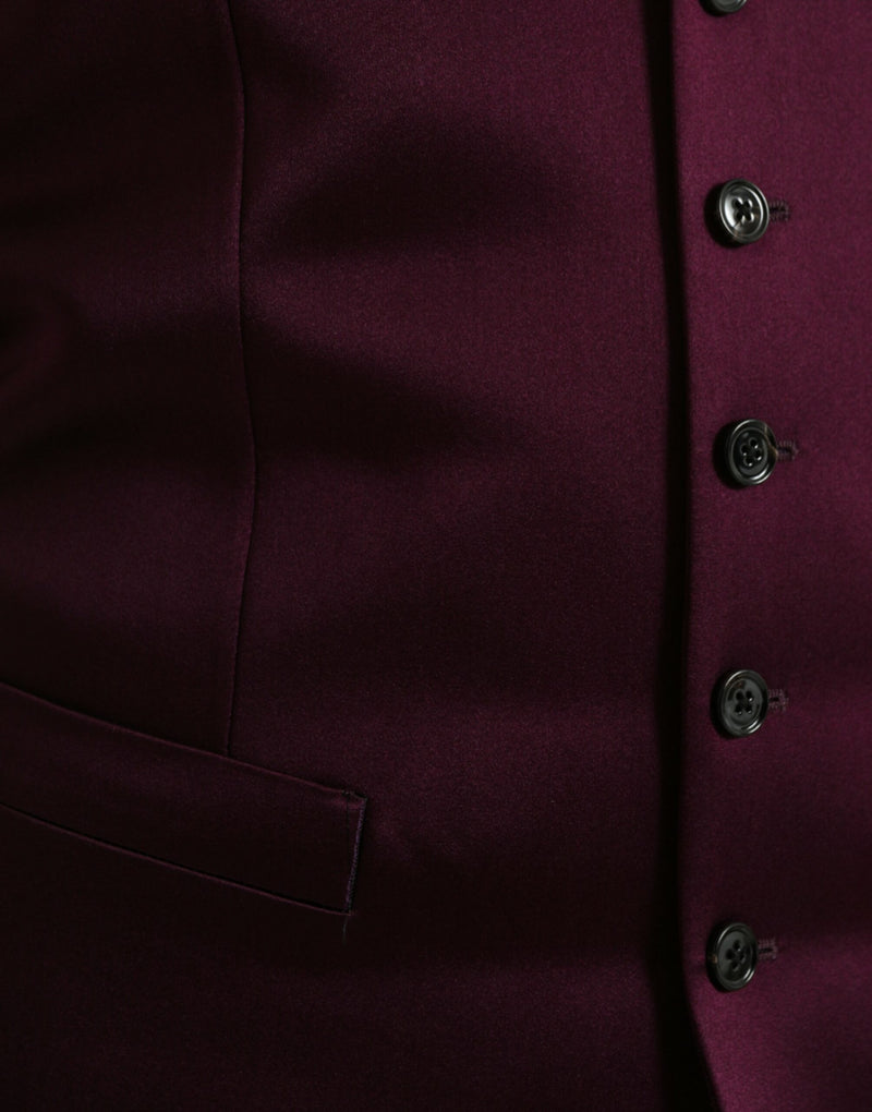 Gilet elegante in seta satinata color bordeaux Dolce & Gabbana
