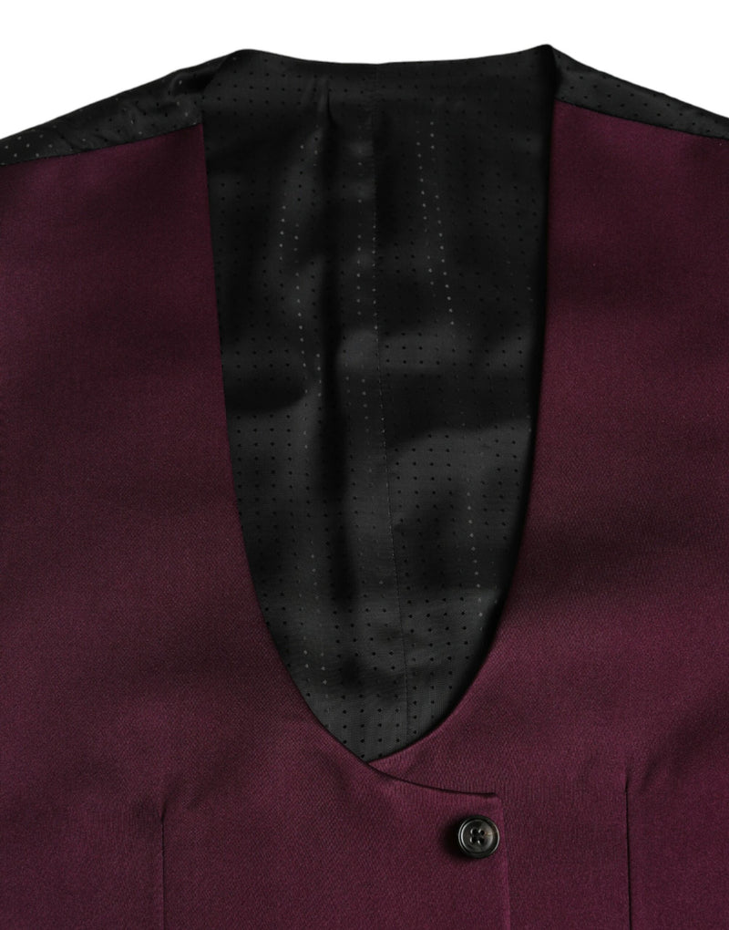 Gilet elegante in seta satinata color bordeaux Dolce & Gabbana