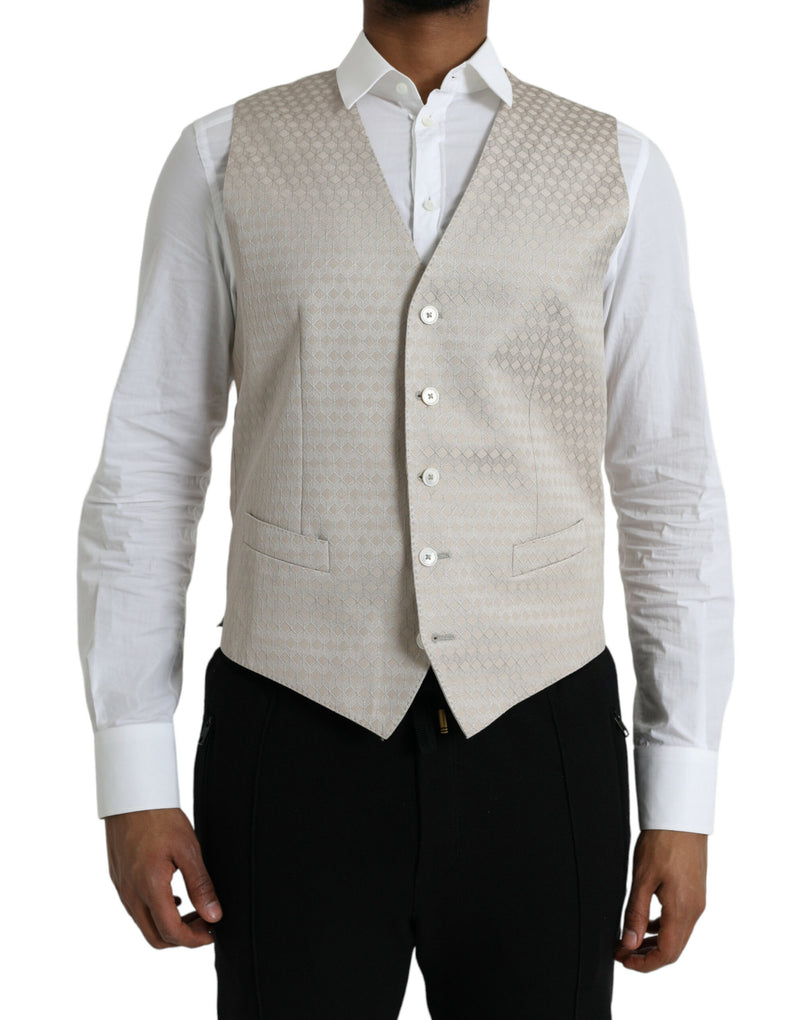 Chaleco formal de vestir de algodón blanco roto de Dolce & Gabbana