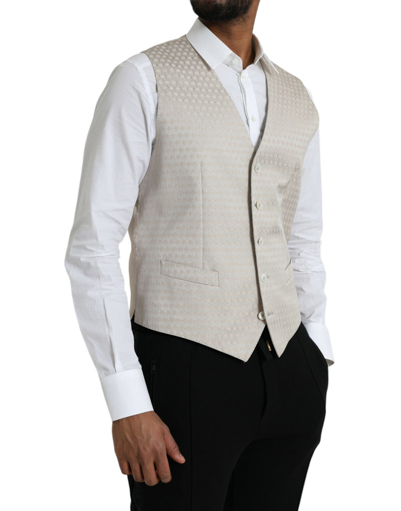 Chaleco formal de vestir de algodón blanco roto de Dolce & Gabbana