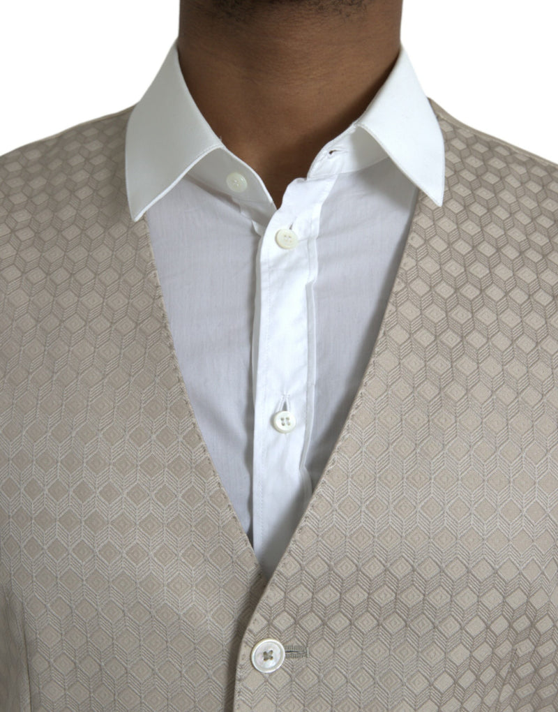 Chaleco formal de vestir de algodón blanco roto de Dolce & Gabbana