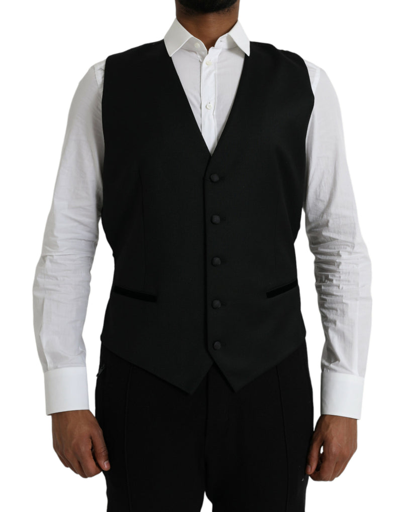Gilet de costume formel en soie noire Dolce & Gabbana