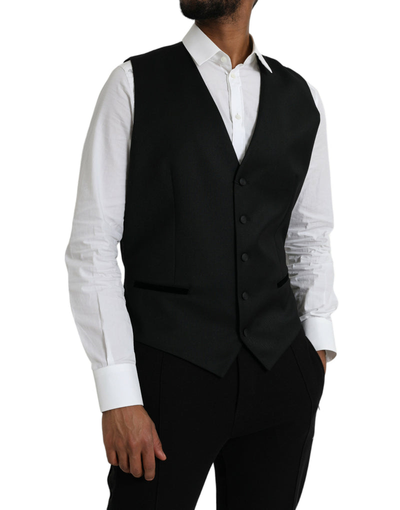 Gilet de costume formel en soie noire Dolce & Gabbana