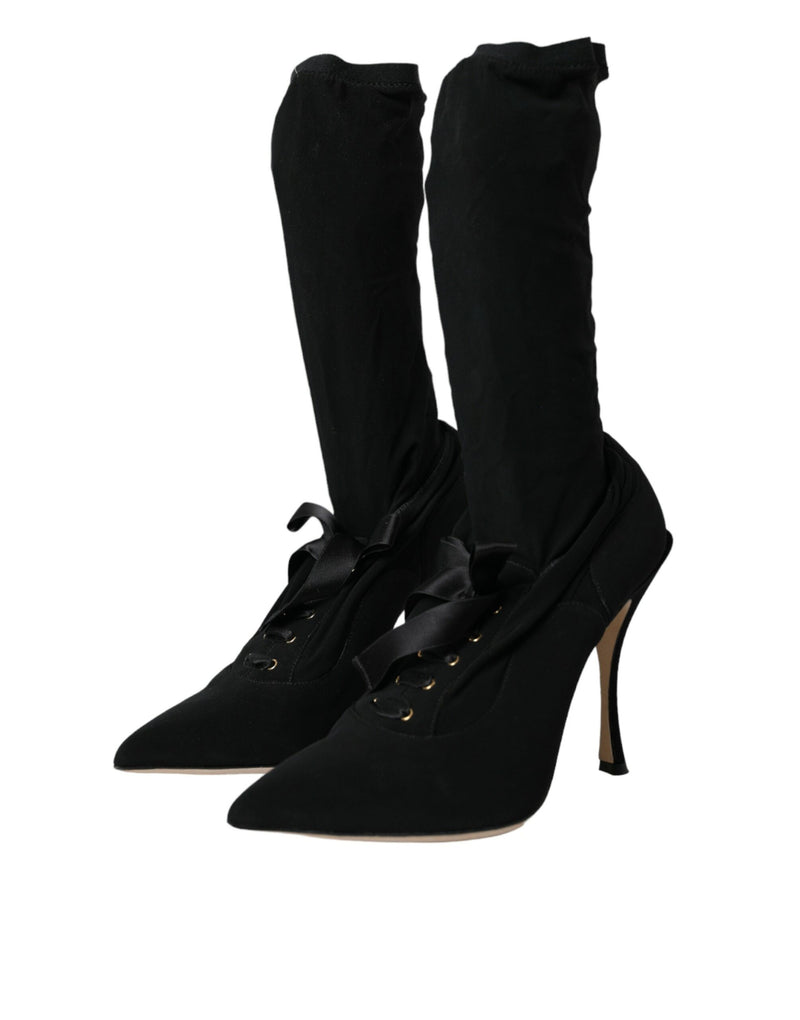 Botas negras de media caña con tacón de aguja de Dolce & Gabbana