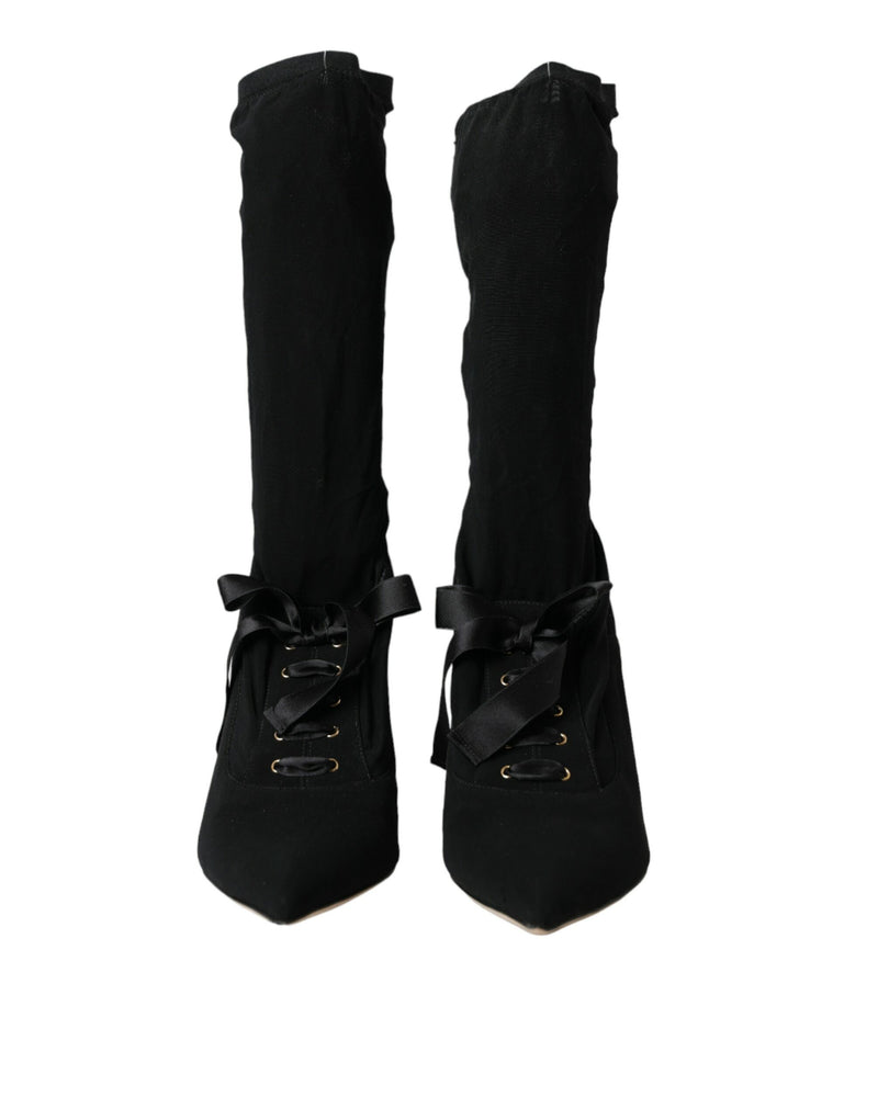 Botas negras de media caña con tacón de aguja de Dolce & Gabbana