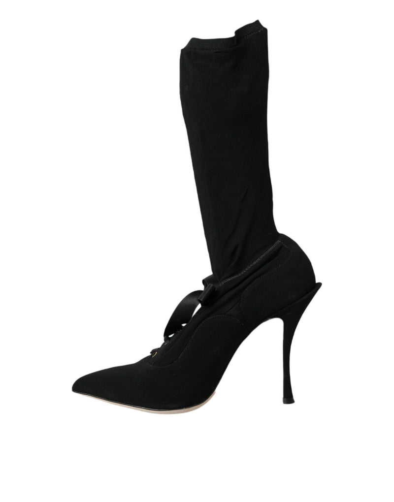 Botas negras de media caña con tacón de aguja de Dolce & Gabbana