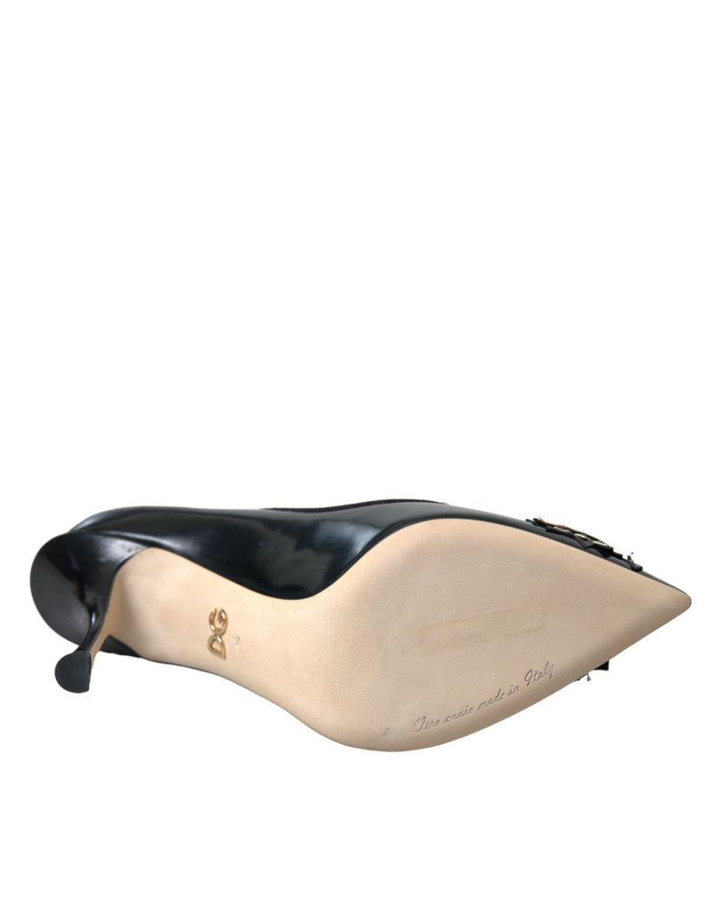 Scarpins Dolce & Gabbana de salto, de couro preto, com patch WOW