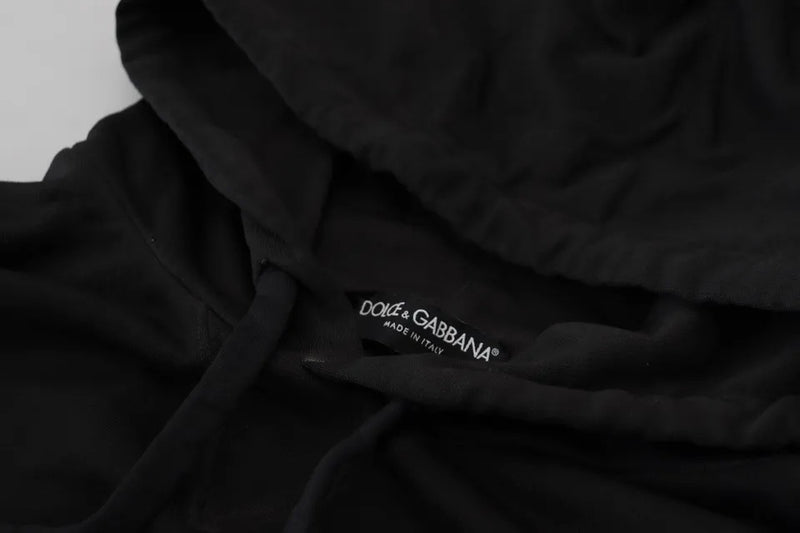 Sweat-shirt à capuche en coton noir à logo Dolce & Gabbana