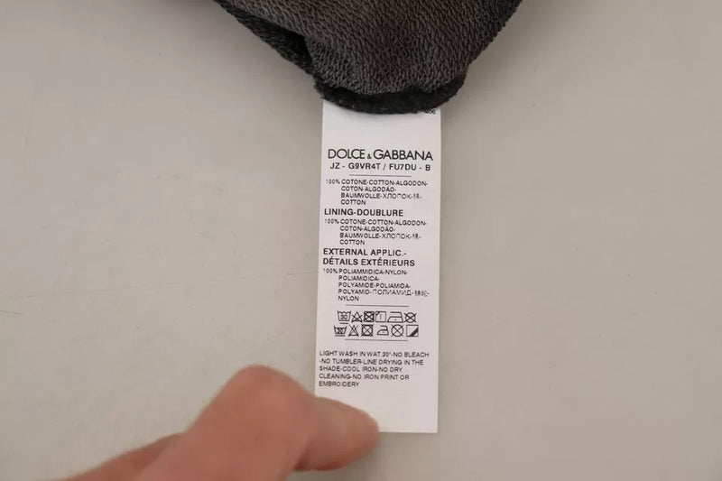 Sweat-shirt à capuche en coton noir à logo Dolce & Gabbana