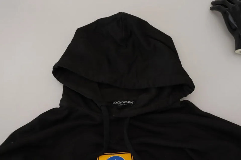 Sweat-shirt à capuche en coton noir à logo Dolce & Gabbana