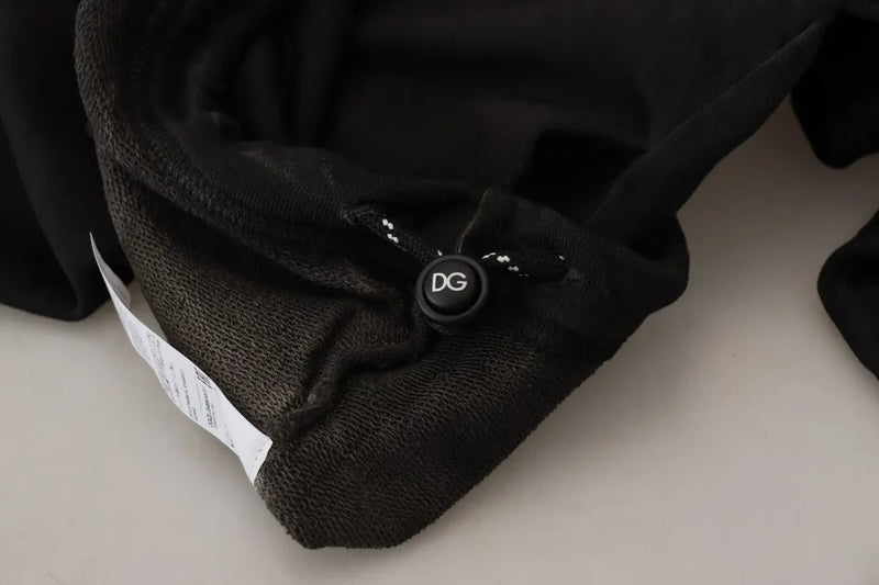 Sweat-shirt à capuche en coton noir à logo Dolce & Gabbana