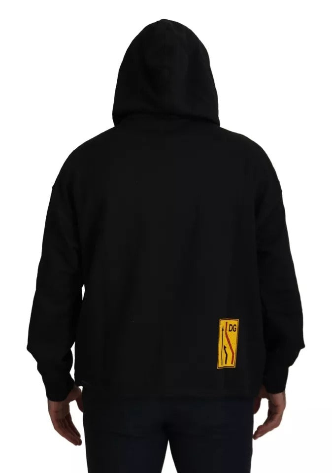 Sweat-shirt à capuche en coton noir à logo Dolce & Gabbana