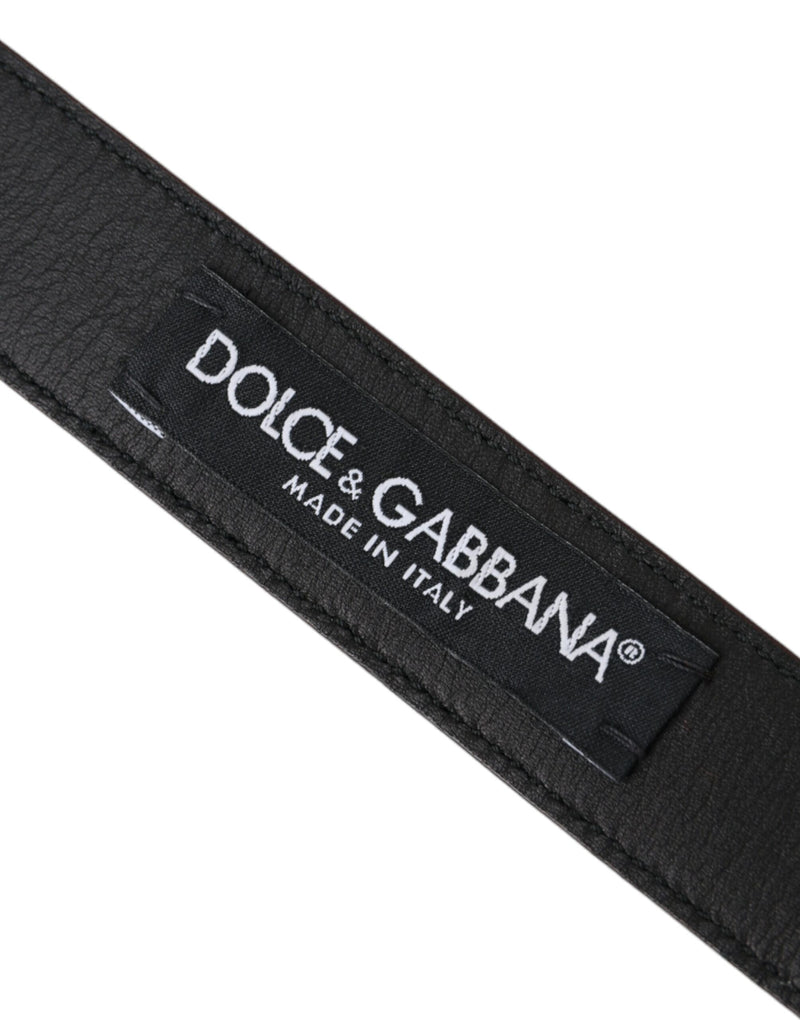 Cinturón para hombre Dolce & Gabbana de piel marrón con hebilla de metal plateada