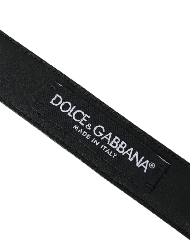 Cintura da uomo in pelle traforata marrone scuro con fibbia in metallo Dolce & Gabbana