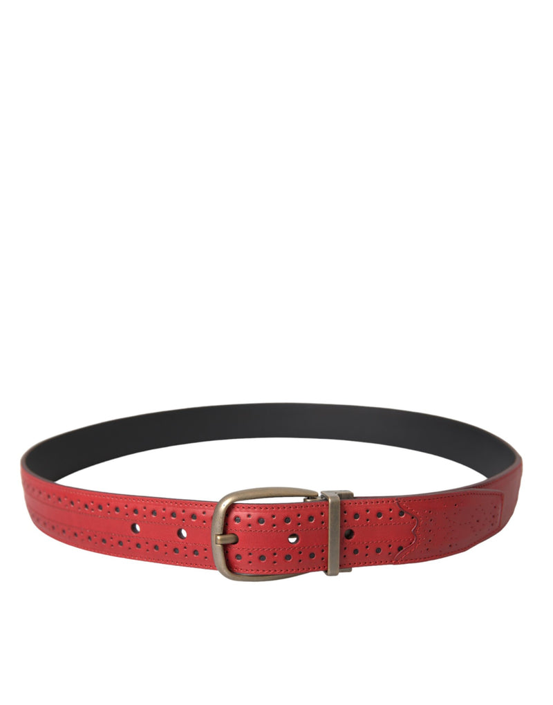 Ceinture en cuir perforé rouge avec boucle en métal Dolce & Gabbana pour homme