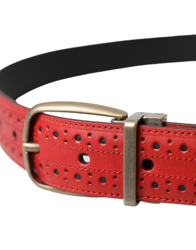Ceinture en cuir perforé rouge avec boucle en métal Dolce & Gabbana pour homme