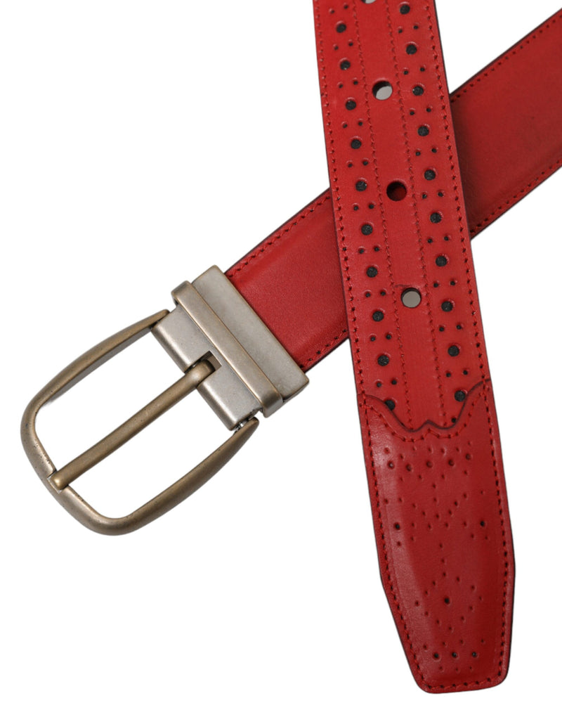 Ceinture en cuir perforé rouge avec boucle en métal Dolce & Gabbana pour homme