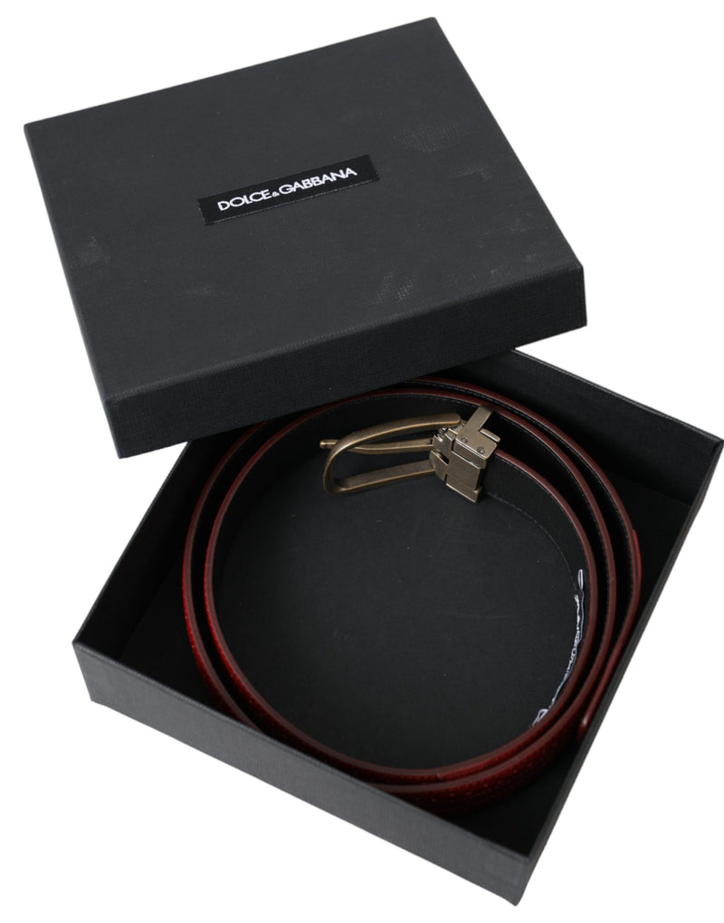 Ceinture en cuir perforé rouge avec boucle en métal Dolce & Gabbana pour homme