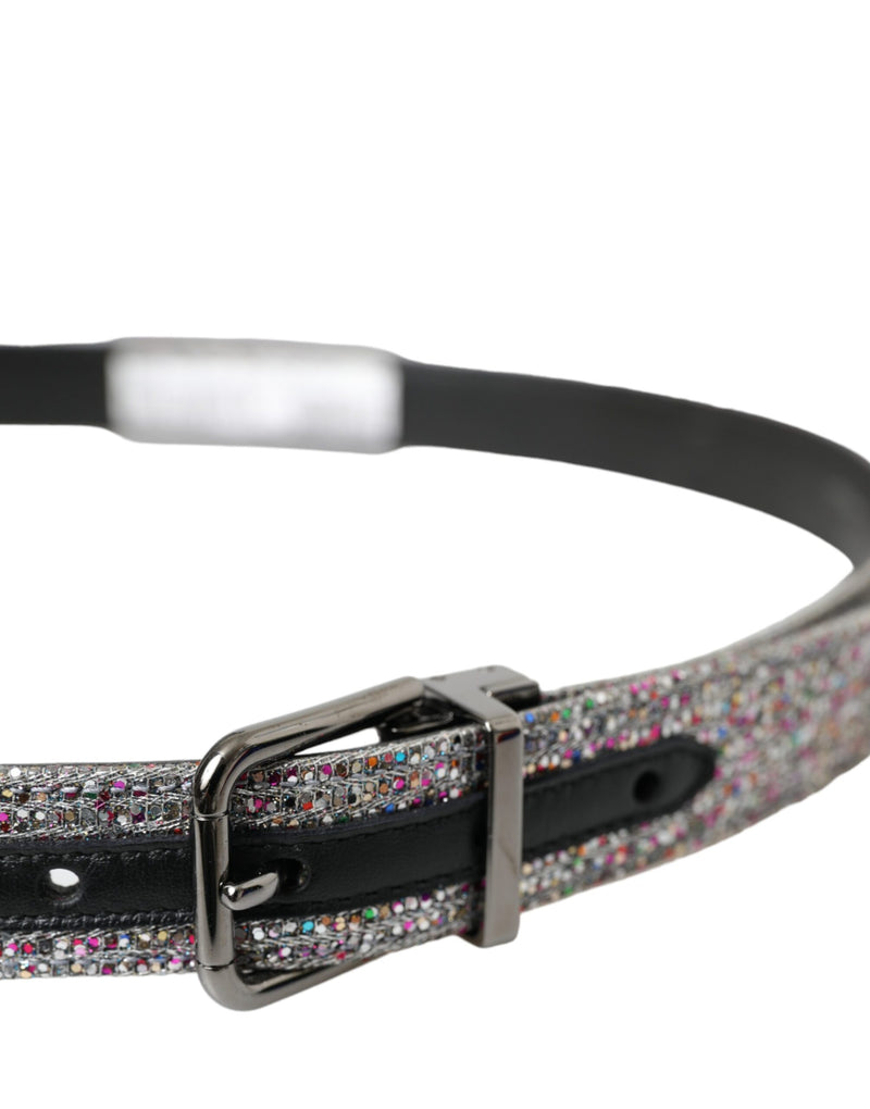 Cinturón multicolor con adornos y hebilla metálica plateada Dolce & Gabbana