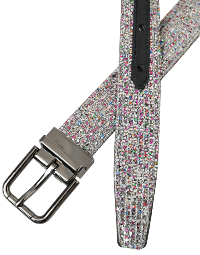 Cinturón multicolor con adornos y hebilla metálica plateada Dolce & Gabbana